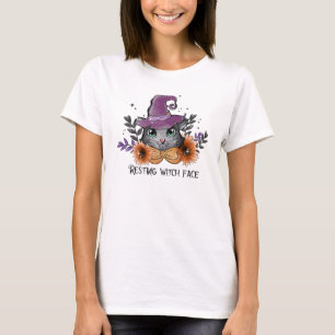 Zurichten von Hexengesicht - Katze mit Hexenhut T-Shirt