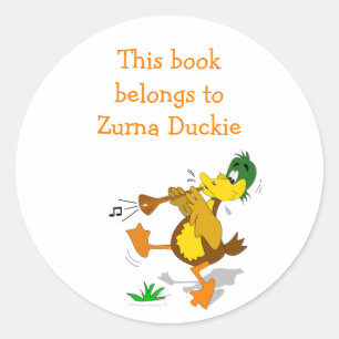 Zurna Duck Personalisiert Buchzeichen Sticker Vorl