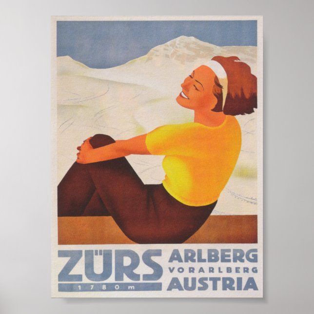 Zürs Austria Vintag Ski Poster (Vorne)