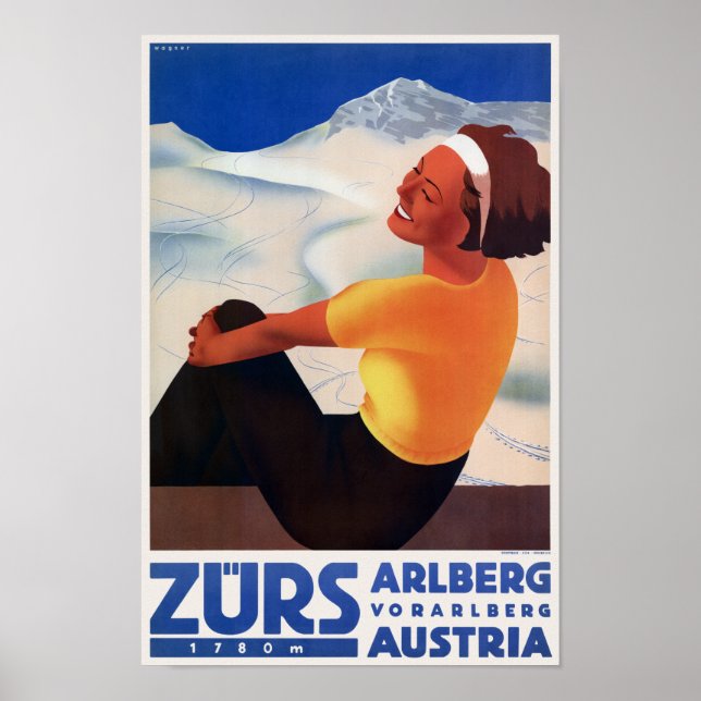 Zürs Autriche Poster vintage 1935 (Devant)