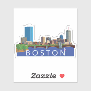 Zurück Bay Boston Skyline Computerdarstellung Aufkleber