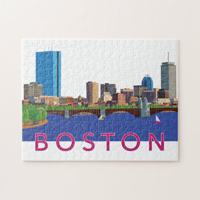 Zurück Bay Boston Skyline Illustration (Horizontal)