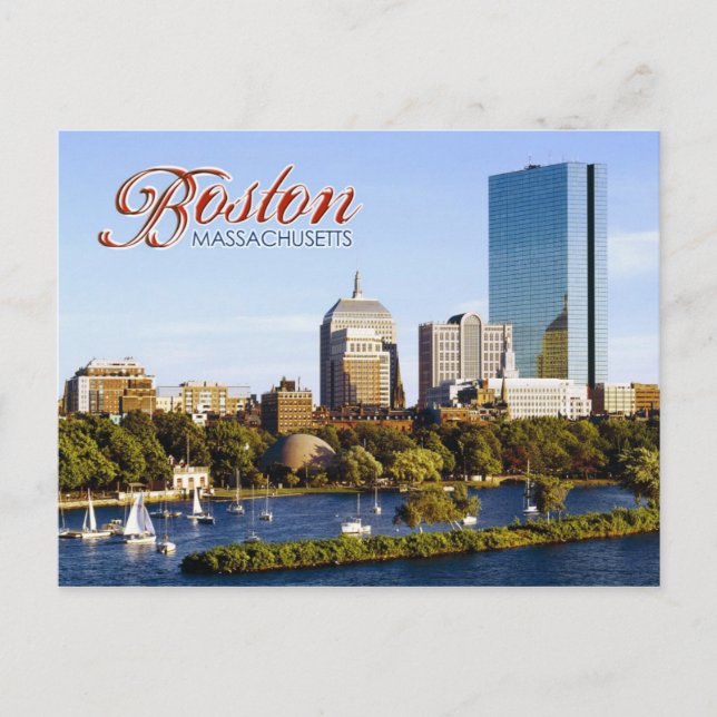 Zurück Bay Skyline vom Charles River, Boston Postkarte (Vorderseite)