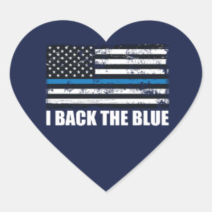 Zurück Blue Thin Blue Line USA Flag MAGA HEART Herz-Aufkleber