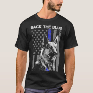 Zurück die blaue dünne blaue Linie Flag K9 German  T-Shirt