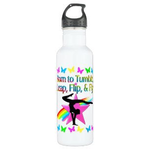 ZURÜCK DREHEND GYMNASTIK-MÄDCHEN-RAINBOW-DESIGN EDELSTAHLFLASCHE
