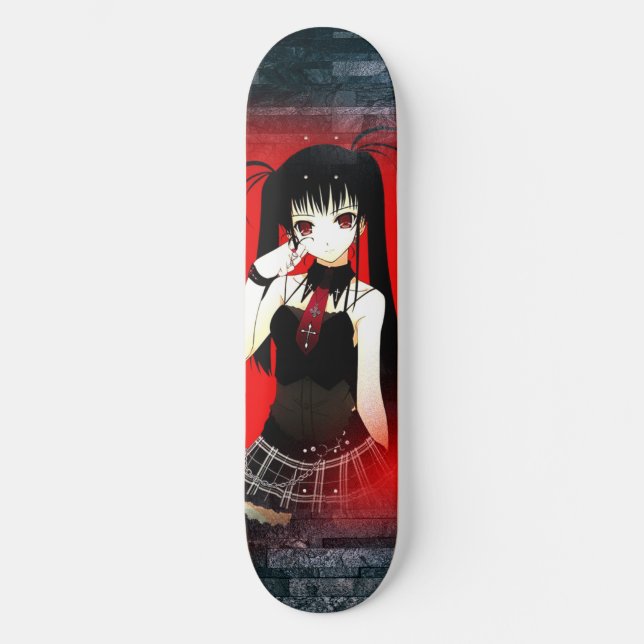 Zurück Farbe Anime Girl Skateboard (Vorderseite)