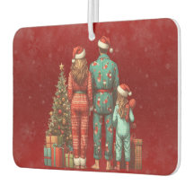 Zurück gegenüber Familie von drei in Weihnachten P