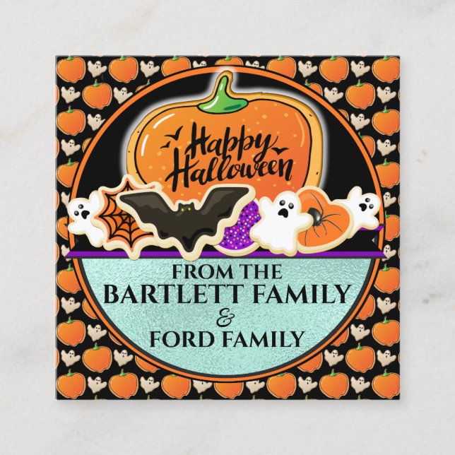 Zurück - Halloween-Leckerei - Beutel ohne Loch Quadratische Visitenkarte (Vorderseite)
