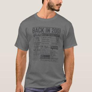 Zurück im Jahr 2001 Retro 20 Jahre alt 20. Geburts T-Shirt