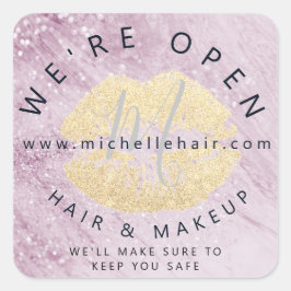zurück in Business Haar und Make-up Glitzer Quadratischer Aufkleber