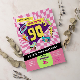 Zurück in die 90er Jahre Moderner Retro Neon 30. G Einladung