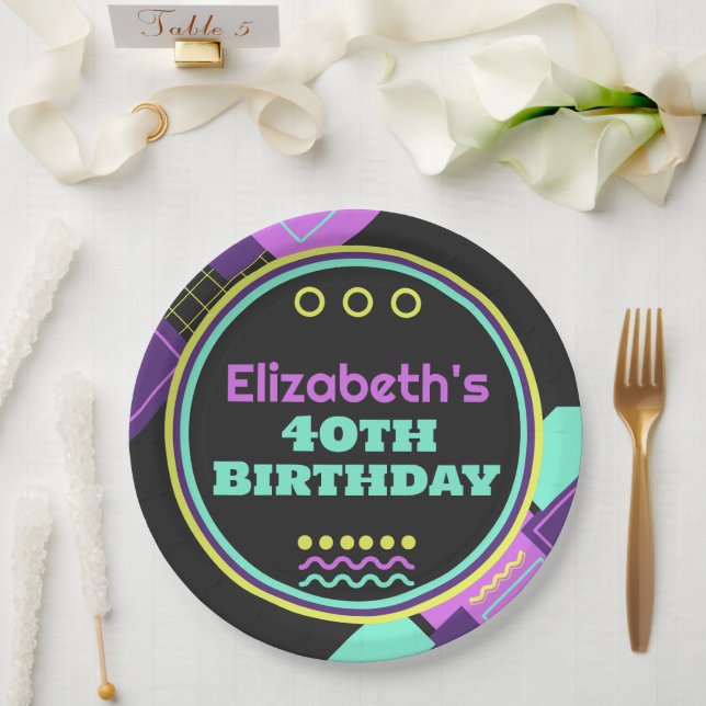 Zurück in die 90er Jahre Retro Geburtstag Pappteller (Hochzeit)