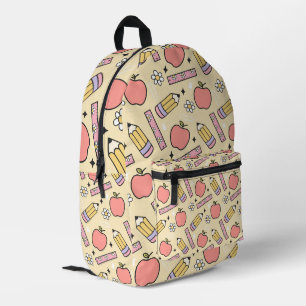 Zurück in die Schule mit Apfel und Stift Bedruckter Rucksack