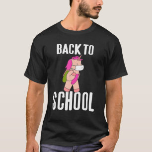 Zurück in die Schule Niedliche maskierte Einhornde T-Shirt