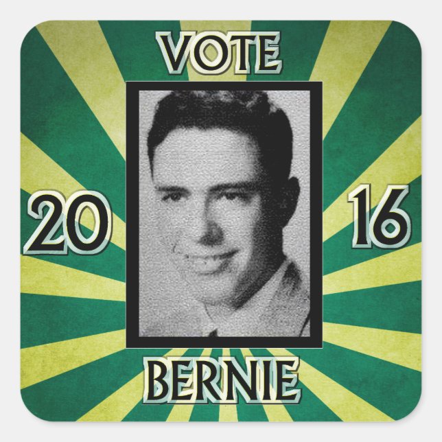 Zurück in die Zukunft mit Bernie 2016 Quadratischer Aufkleber (Vorderseite)