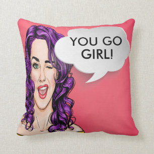 Zurück Pop Art Lady Kissen