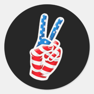 Zurück Print American Flag Peace Sign Hand 4. Ju Runder Aufkleber