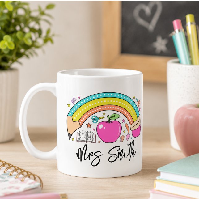 zurück Schule Regenbogen Lehrer Leben Kaffeetasse (back School Rainbow Teacher Life Coffee Mug)