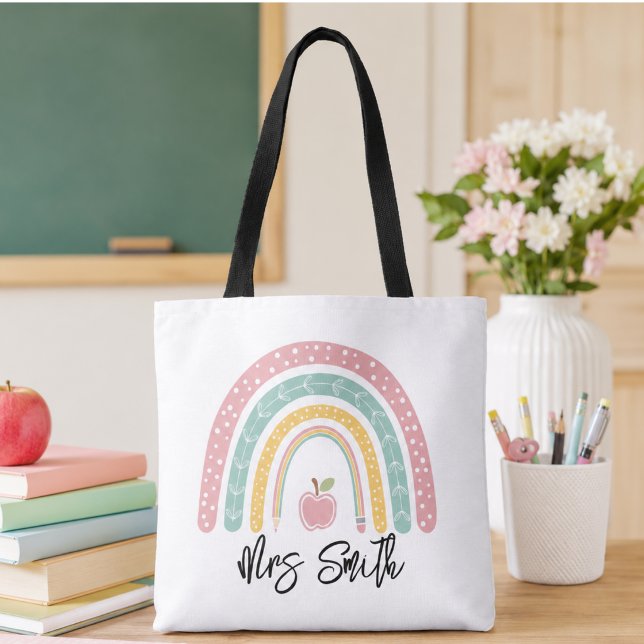 zurück Schule Regenbogen Lehrer Leben Tasche (back School Rainbow Teacher Life Tote Bag)