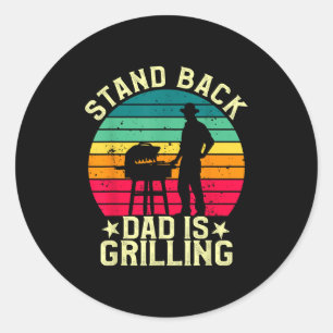 Zurück Vater Grillen Grillen T Fleisch Rauch Grill Runder Aufkleber