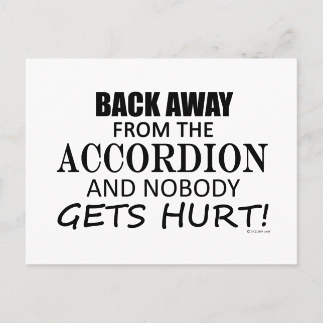 Zurück weg von der Akkordeon Postkarte (Vorderseite)