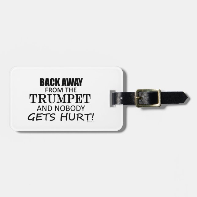Zurück weg von der Trumpette Gepäckanhänger (Vorderseite horizontal)