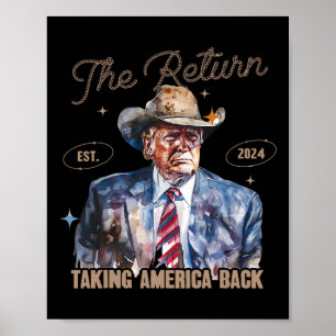 Zurück Western Cowboy Trump 2024 Amerika Ba Poster