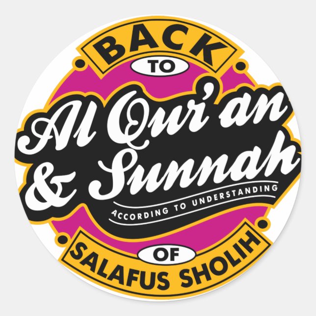 Zurück zu Al-Quran und Sunna Runder Aufkleber (Vorderseite)