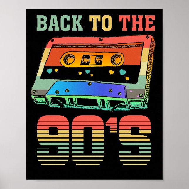 Zurück zu den 90er Retro-Party 90er-Kassetten Poster (Vorne)