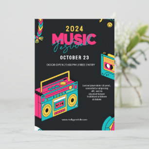  Zurück zu den 90ern, Retro-Musik-Festival-Party  Einladung