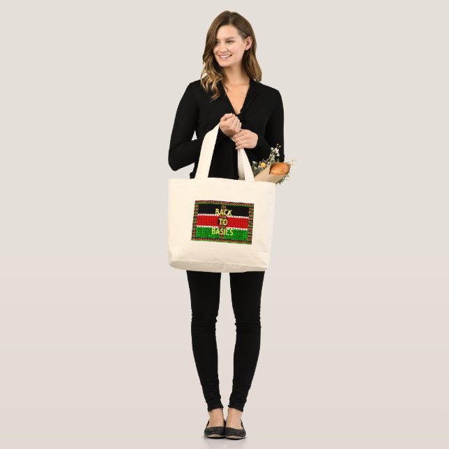 Zurück zu den Grundlagen: Kenia Flag Themed Wealth Jumbo Stoffbeutel (Vorderseite (Model))