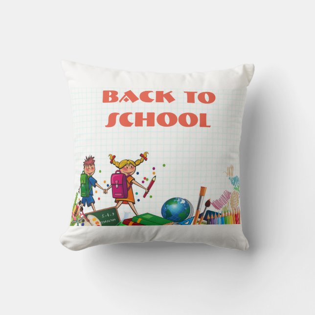 Zurück zu den Schulkindern Kissen (Vorderseite)