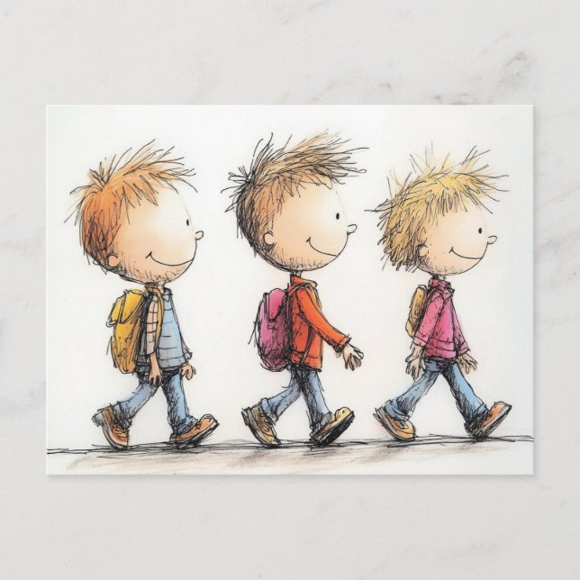 Zurück zu den Schulkindern Postkarte (Vorderseite)