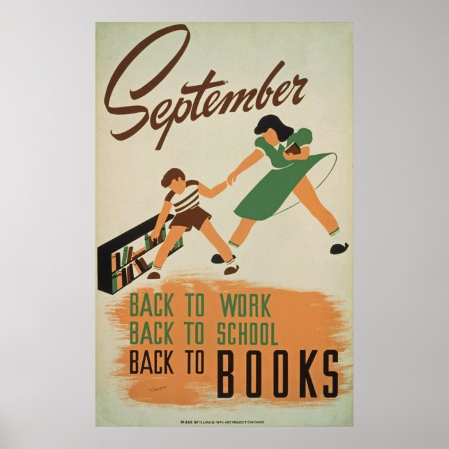 Zurück zu einem altbackenen Poster der Schule (Vorne)