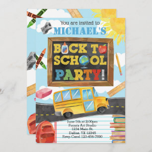 Zurück zu Schule Geburtstagsparty Einladung