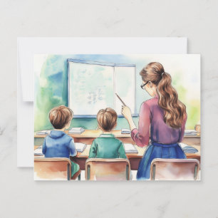 Zurück zu Schulkindern mit Lehrer Postkarte