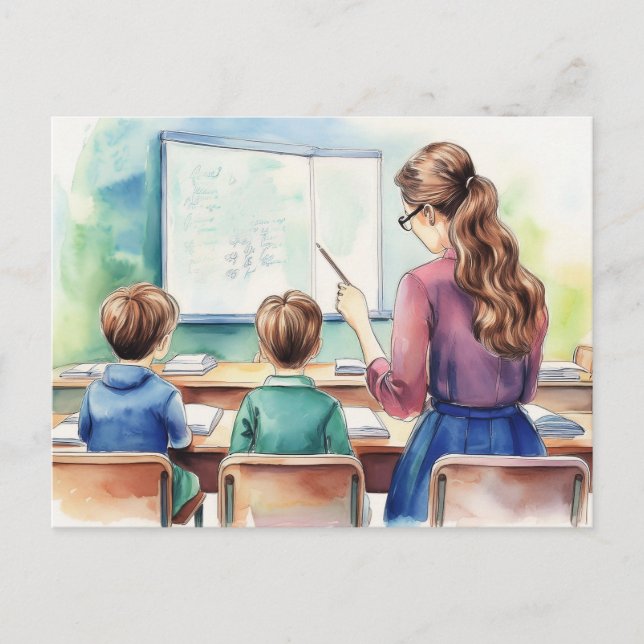 Zurück zu Schulkindern mit Lehrer Postkarte (Vorderseite)