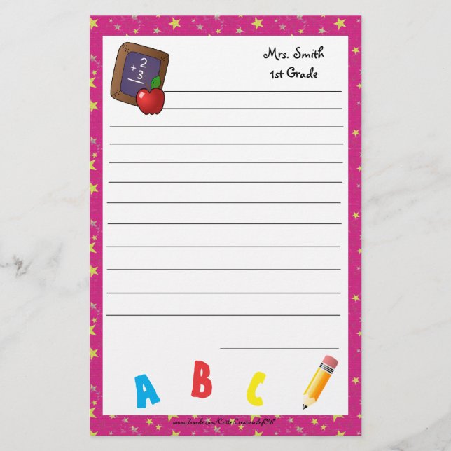 Zurück zu Schultafel-Briefpapier-Rosa Briefpapier (Vorderseite)