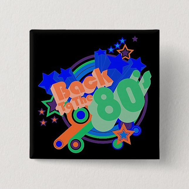 Zurück zum 80er Jahre Square Retro 80er-Knopf Button (Vorderseite)