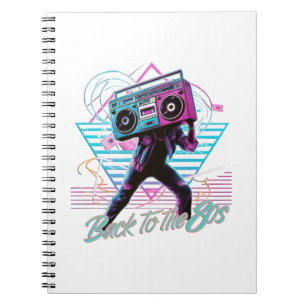 Zurück zum 80er-Notebook in Blau und Rosa Notizblock