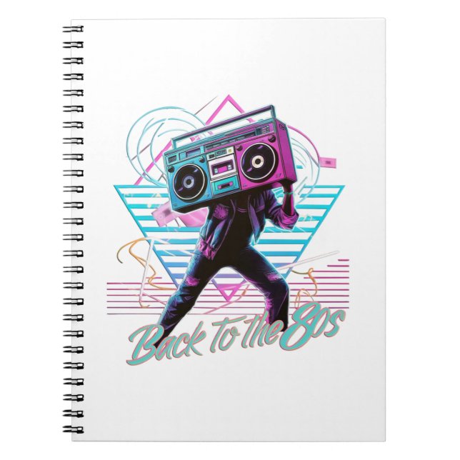 Zurück zum 80er-Notebook in Blau und Rosa Notizblock (Vorderseite)