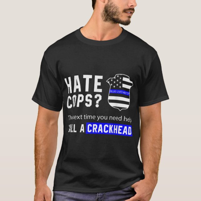 Zurück zum Polizeibeamten der Blue Thin Blue Line T-Shirt (Vorderseite)