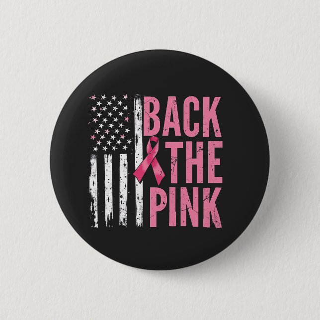 Zurück zum rosa Brustkrebsmonat Button (Vorderseite)
