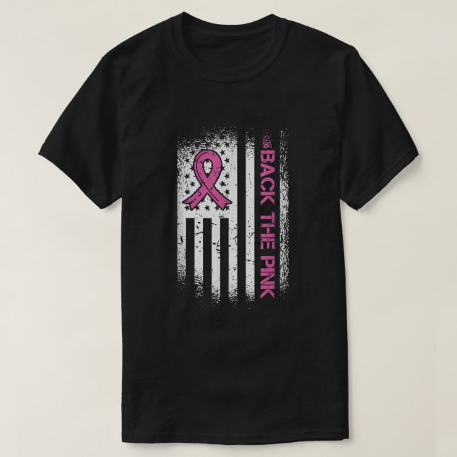 Zurück zum rosafarbenen amerikanischen Flaggenkreb T-Shirt (Design vorne)