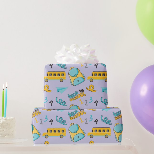 Zurück zum Schulbus: Nahtloses Wrapping Paper Geschenkpapier (Partygeschenke)