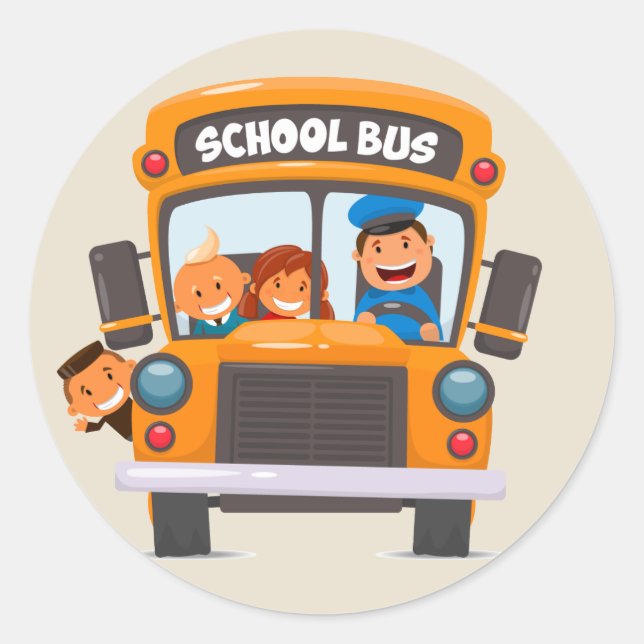 Zurück zum Schulbus Runder Aufkleber (Vorderseite)