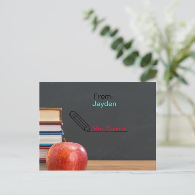Zurück zum Schuljahr Lehrerkarte Postkarte (Stehend Vorderseite)