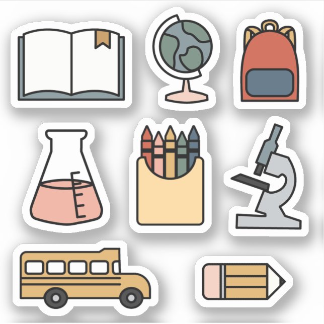 Zurück zum Schulplaner-Stickers-Bus-Crayon-Buch Aufkleber (Vorderseite)