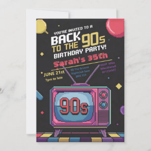 Zurück zum Thema der 90er Jahre im Party 1990 Einladung